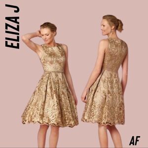 ANTHROPOLOGIE BHLDN ELIZA J ROSA GOLD JACQUARD COCKTAIL DRESS NEW NWT SIZE 10